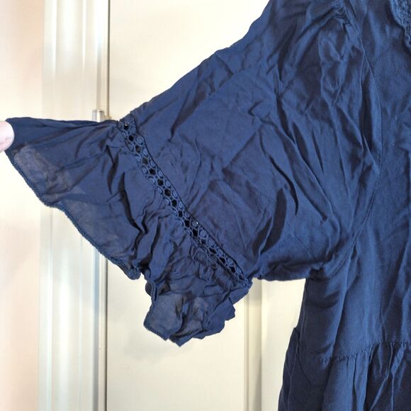 Altar'd State Navy Blue Minimalist Boho Babydoll Top S Crochet Festival Y2K - Picture 4 of 9